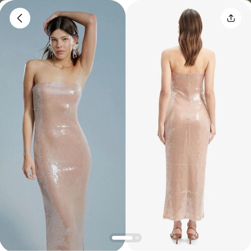 Bardot Sequin Strapless Dress in Nude Pink